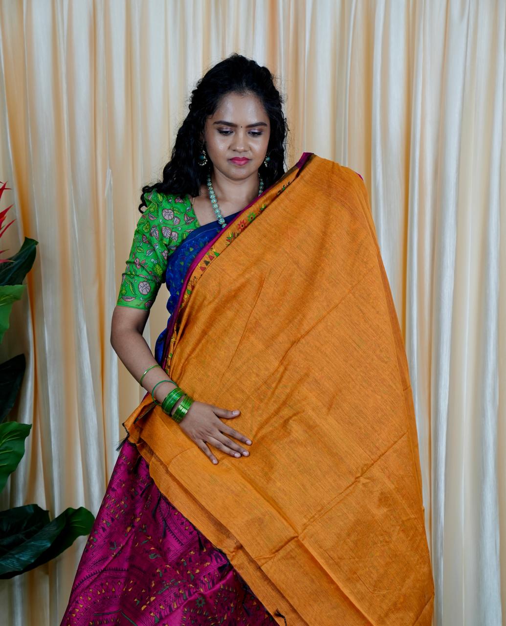 Cotton sarees with contrast plain blouse🥳✅