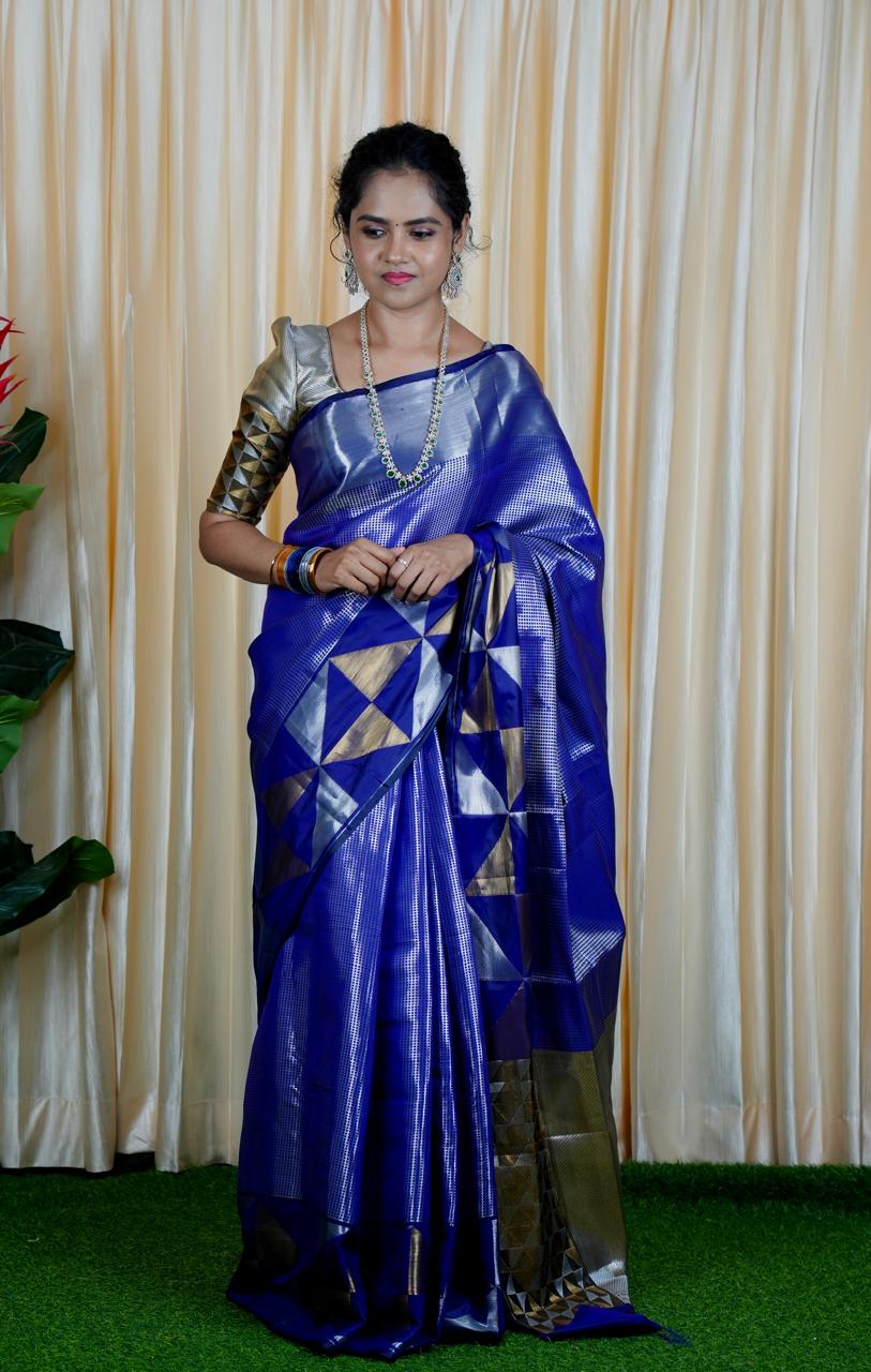 Tissue semi silk sarees in geometric pattern🥰🥳