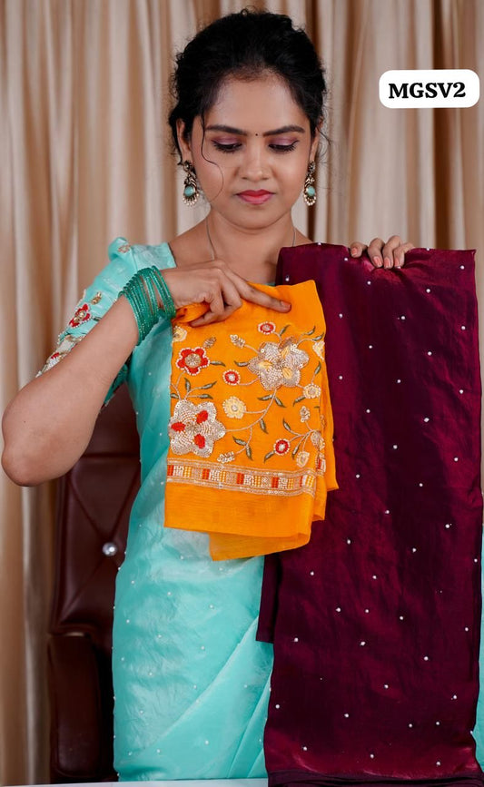 Space silk saree with pearl works🥳✅