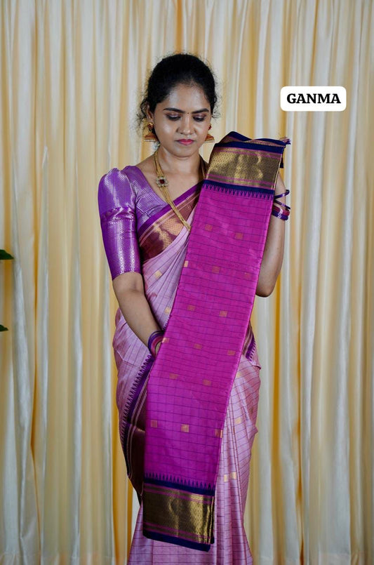 Kalyani silk sarees with checks🥳dark blue border