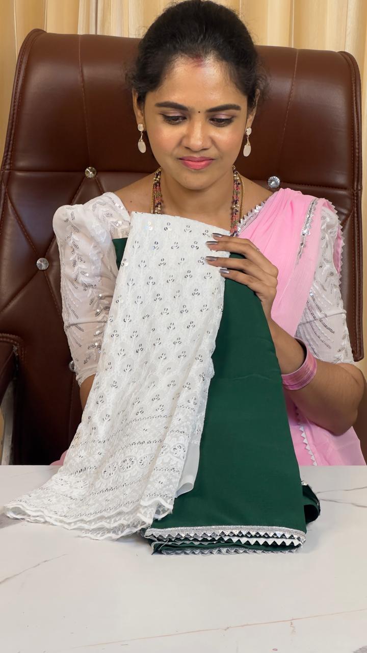 Saree + chikankari designer blouse