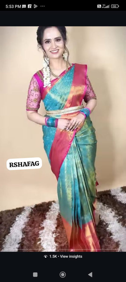 Bridal kanchi semi soft silk saree🥳✅