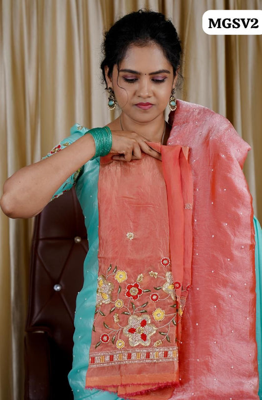 Space silk saree with pearl works🥳✅