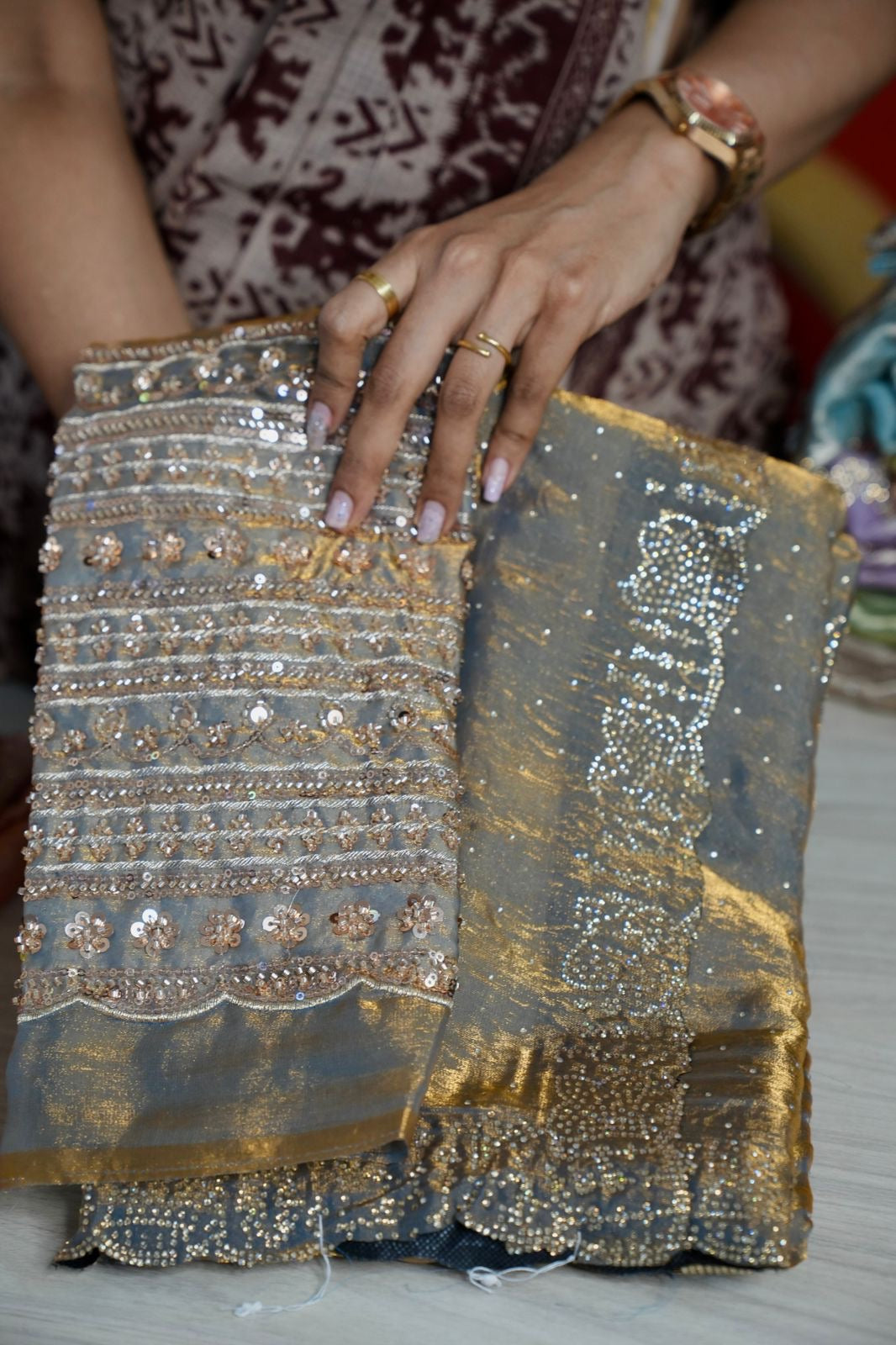 Metallic space silk saree 🥰😎📚