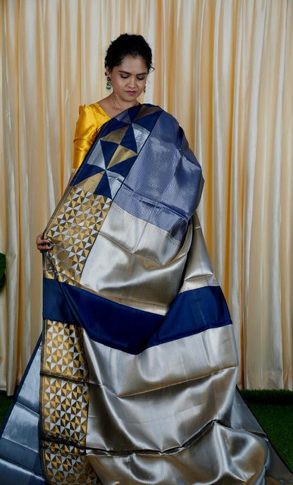 Tissue semi silk sarees in geometric pattern🥰🥳
