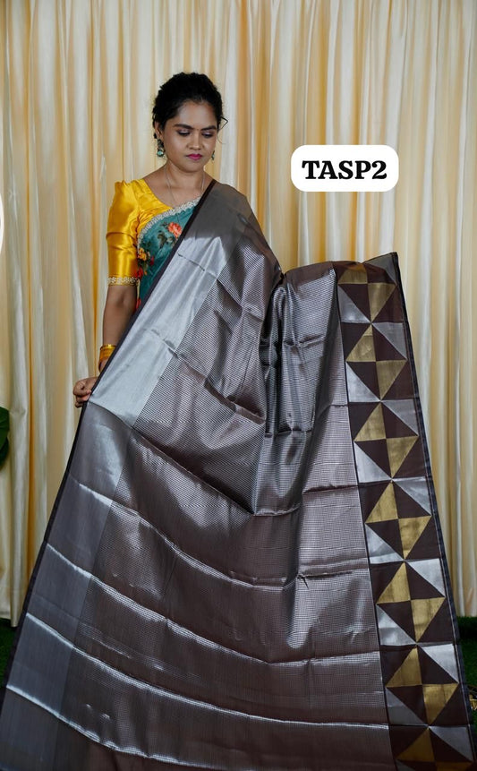 Tissue semi silk sarees in geometric pattern🥰🥳