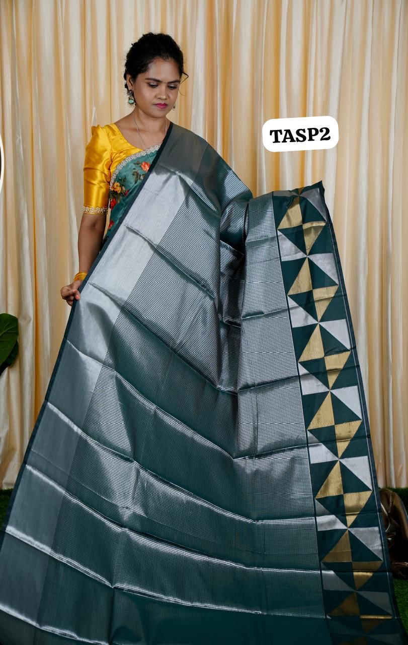 Tissue semi silk sarees in geometric pattern🥳