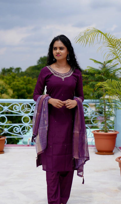 Premium cotton silk salwar set (stitched). 🥳