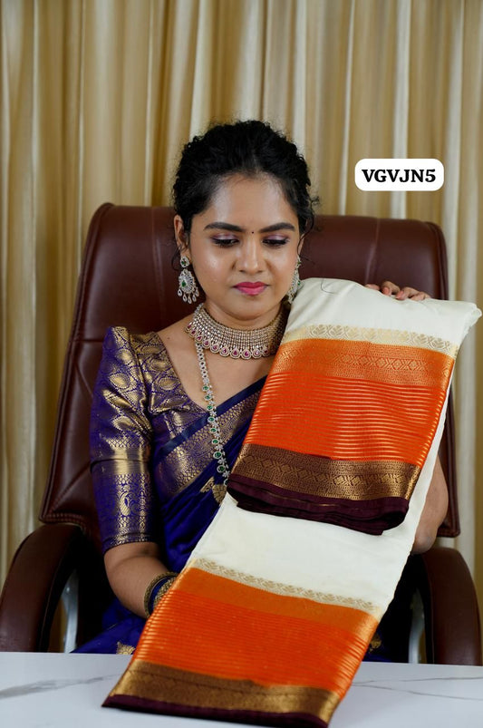 Premium Warm silk saree 🥳✅(Orange blouse)