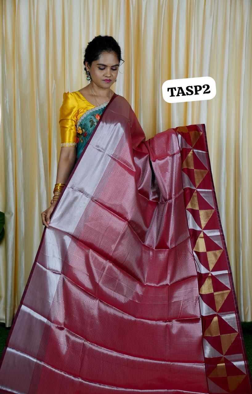 Tissue semi silk sarees in geometric pattern🥰🥳