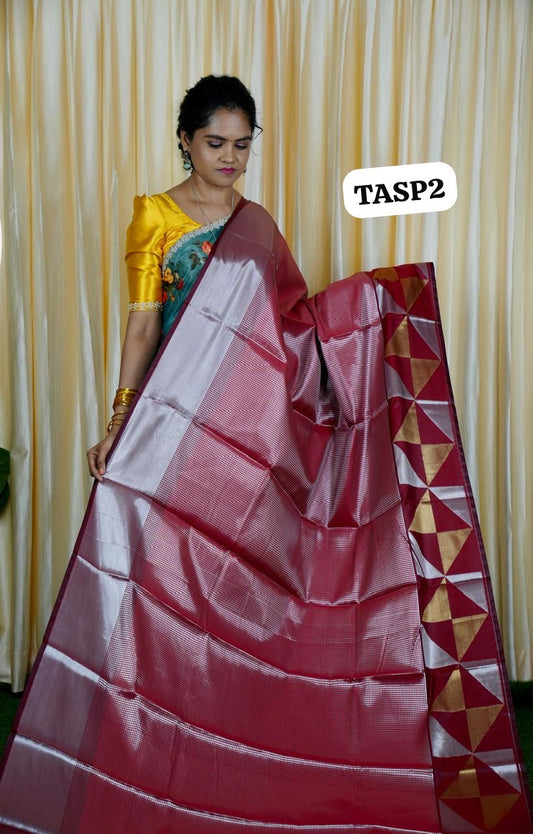 Tissue semi silk sarees in geometric pattern🥰🥳