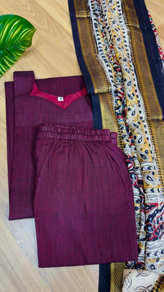 Handloom kalamkari 3 piece set