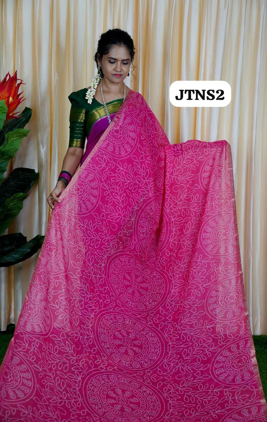Jute linen sarees With kalamkari style blouse🥳✅