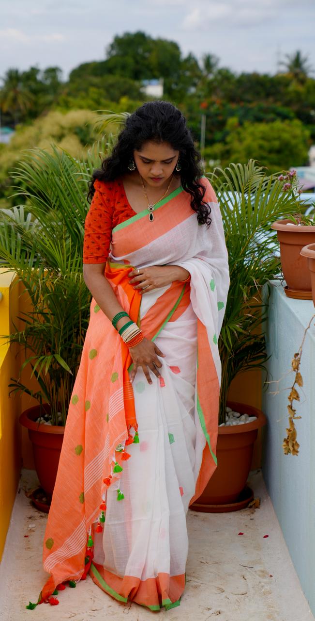 Khadhi cotton saree with embroidery work👇✅