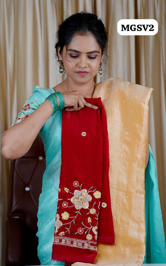 Space silk saree with pearl works🥳✅