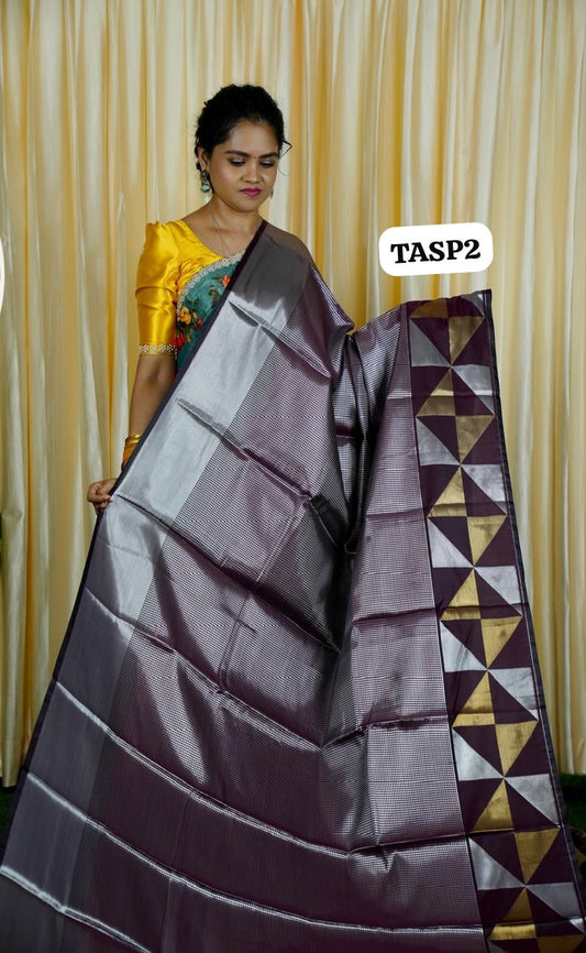 Tissue semi silk sarees in geometric pattern🥰🥳