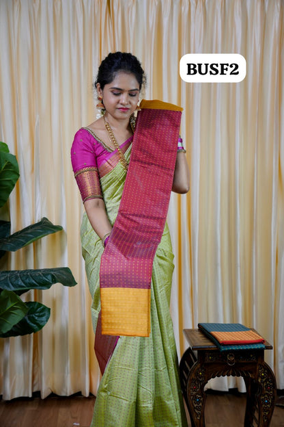 Soft silk sarees in thousand buttas style with Contrast🌈✅️