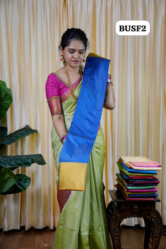 Soft silk sarees in thousand buttas style with Contrast Blouse🥰😎