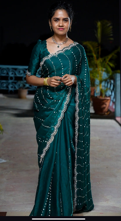 premium space silk with real. Jarkhan diamond work🥰🌈😎offer
