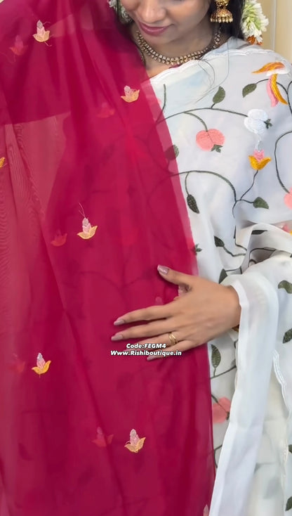 Chiffon saree with Embroidery 😍😎