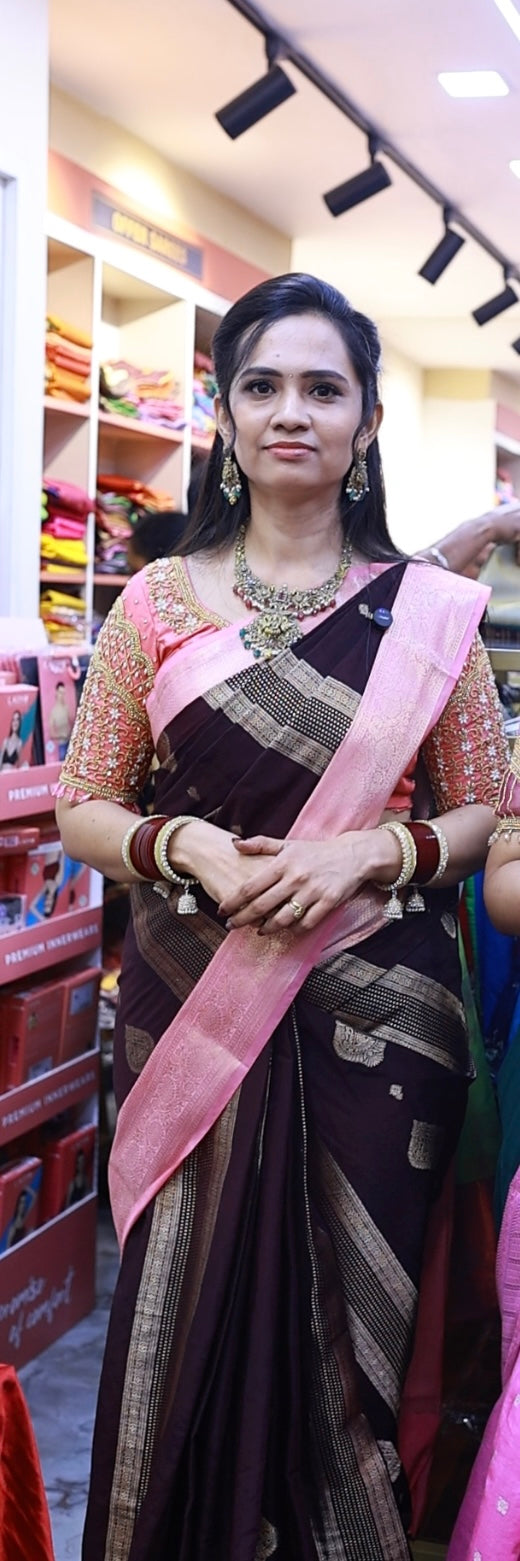 Warm silk saree with contrast border 🥰😎🥳