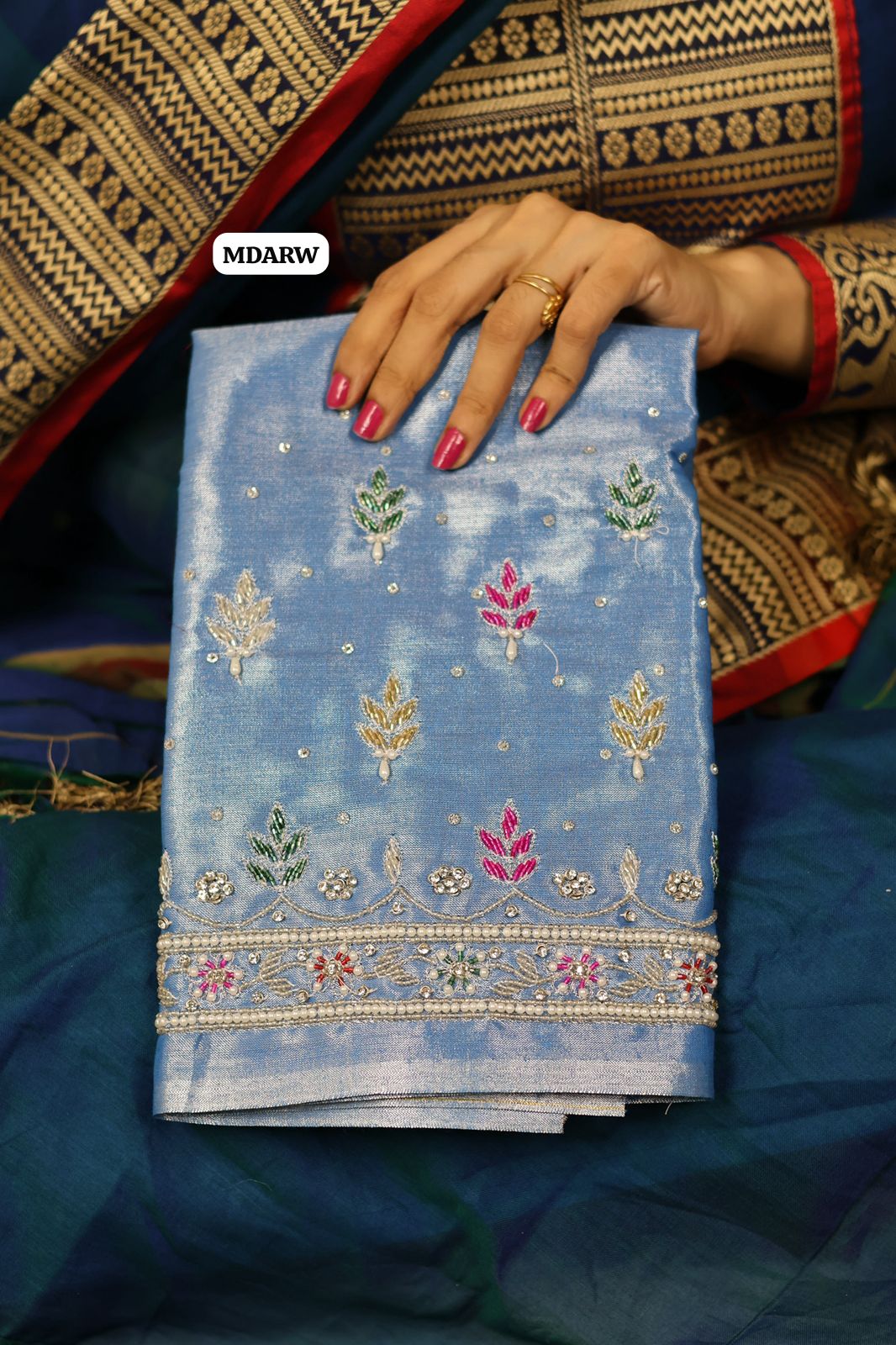 Soft Tissue silk with premium stone work and pearl work😍Ⓜ️