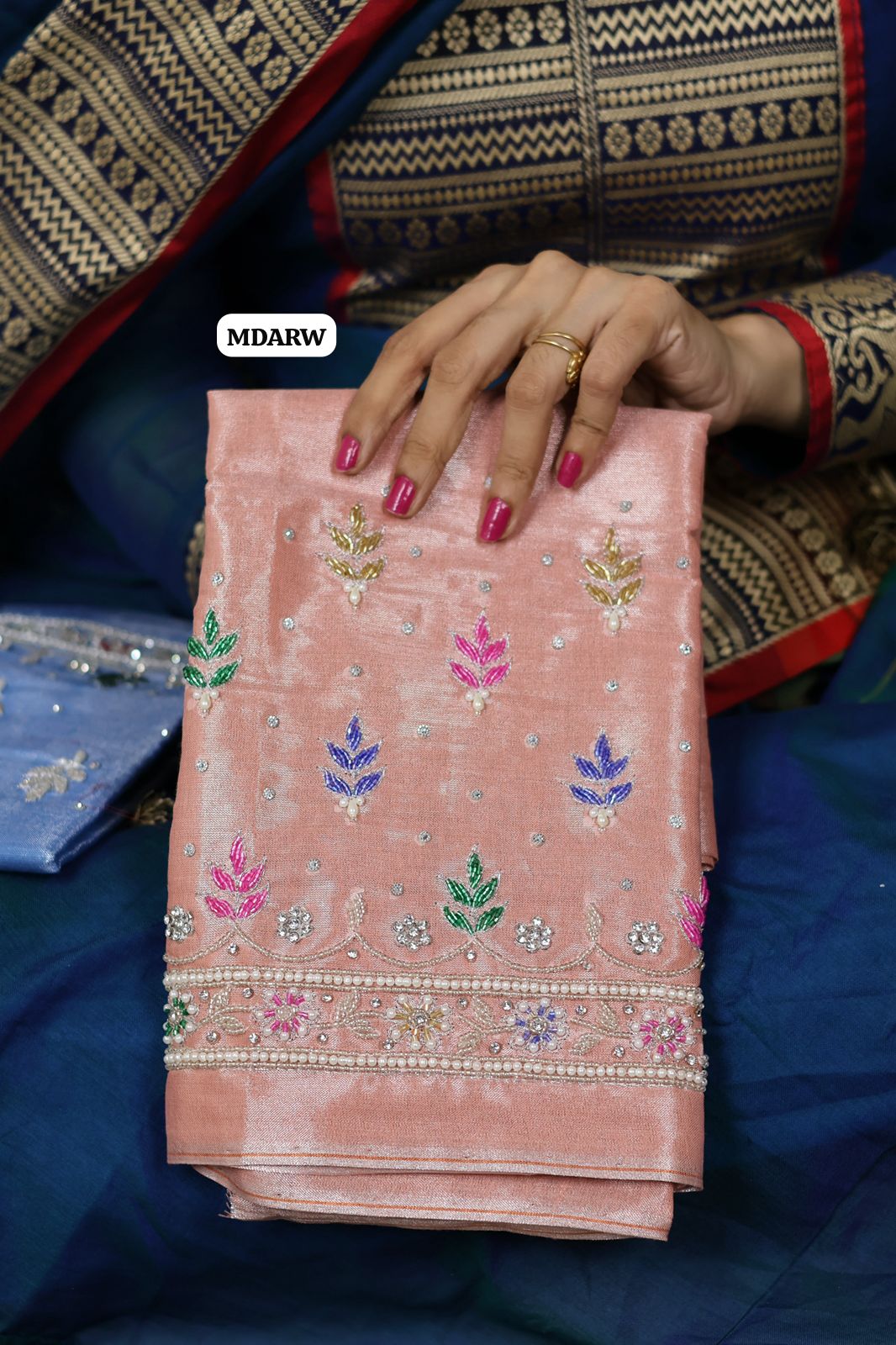 Soft Tissue silk with premium stone work and pearl work😍Ⓜ️