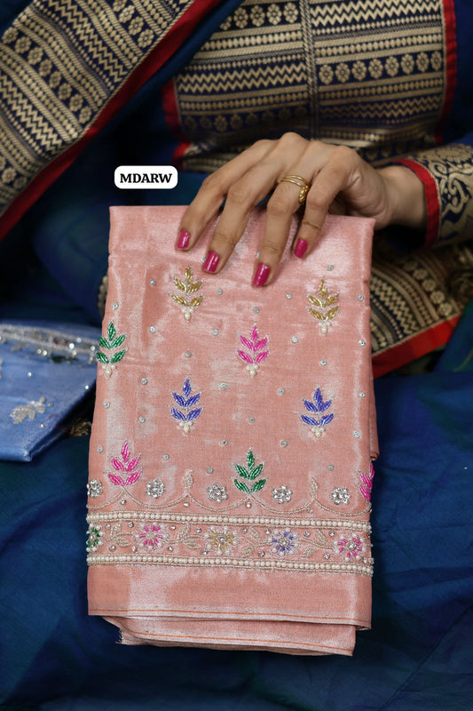 Soft Tissue silk with premium stone work and pearl work😍Ⓜ️