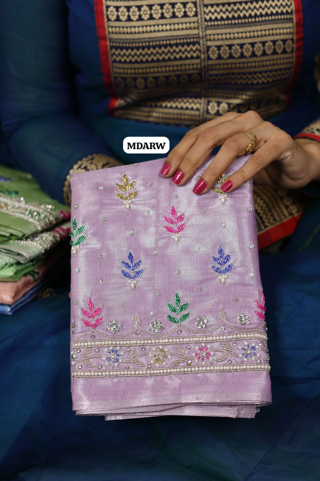 Soft Tissue silk with premium stone work and pearl work😍Ⓜ️