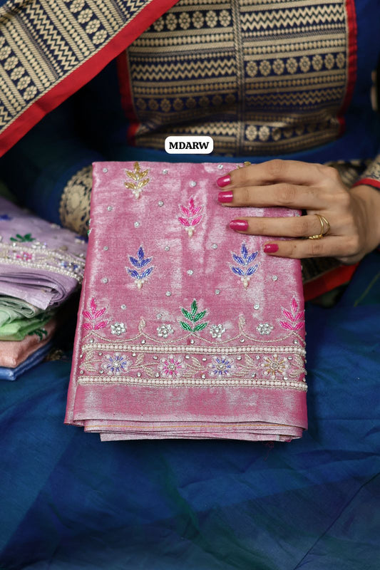 Soft Tissue silk with premium stone work and pearl work😍Ⓜ️