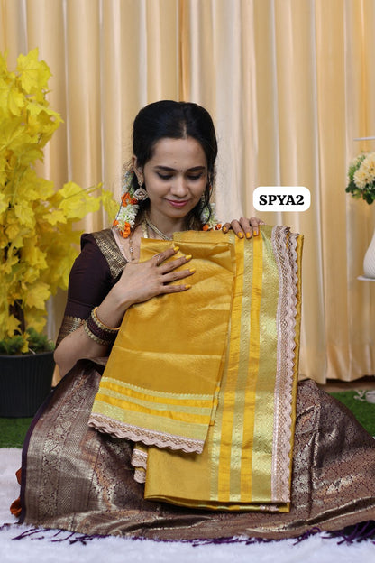Soft tissue silk saree with lace work border😍🥳running blouse