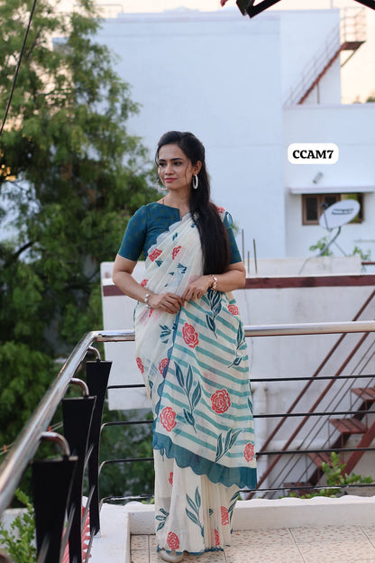 Linen cotton saree🥳