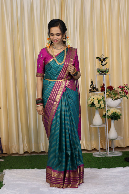 Semi silk saree with checks zari weaving🥰😎