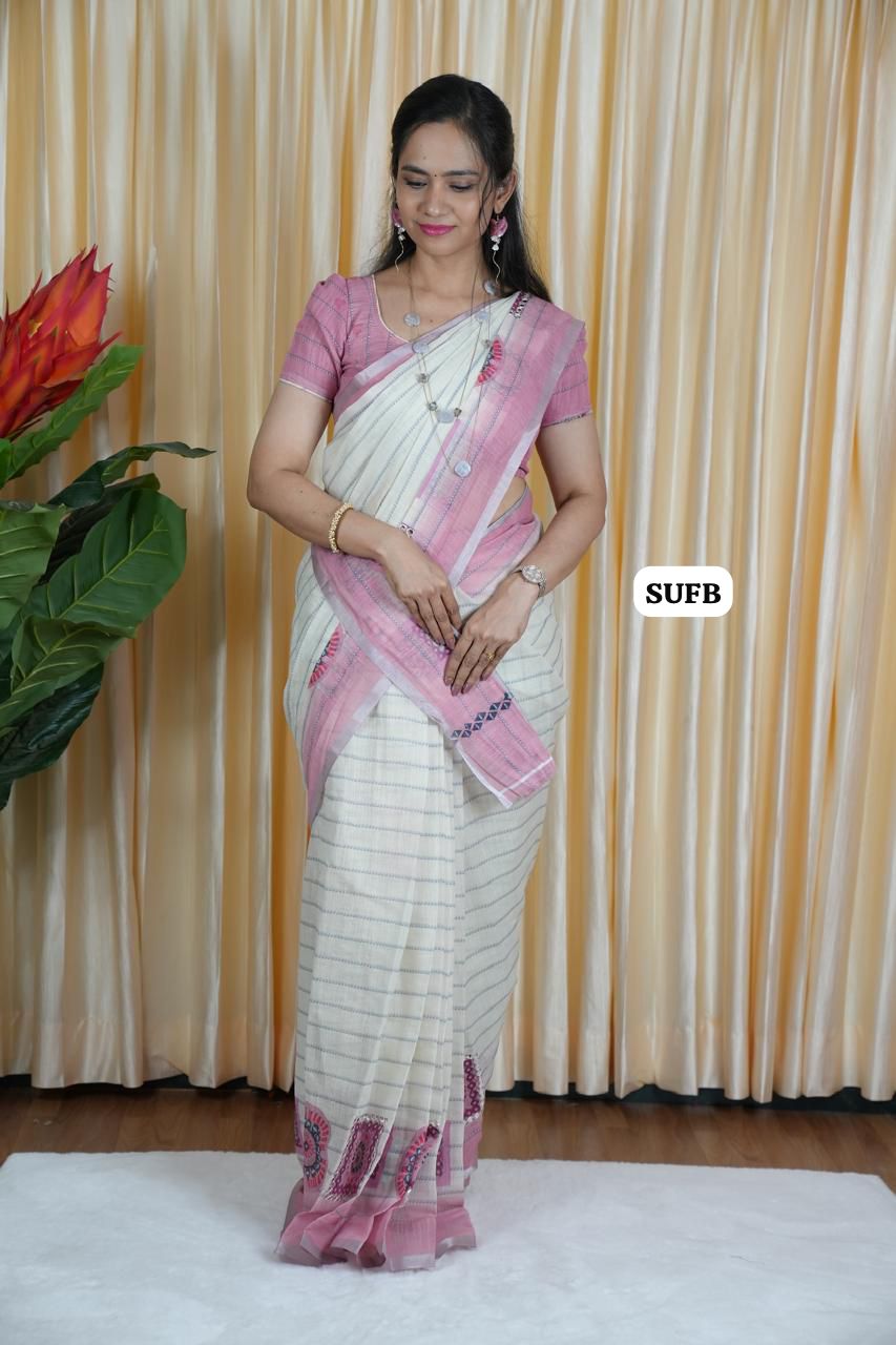 Linen Cotton saree 🥳