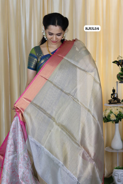 Aadi offer 🌹White Tissue saree with embroidery