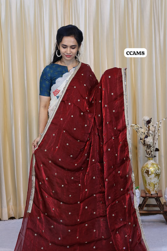 Shape Silk  Mirror work border saree😍🥳