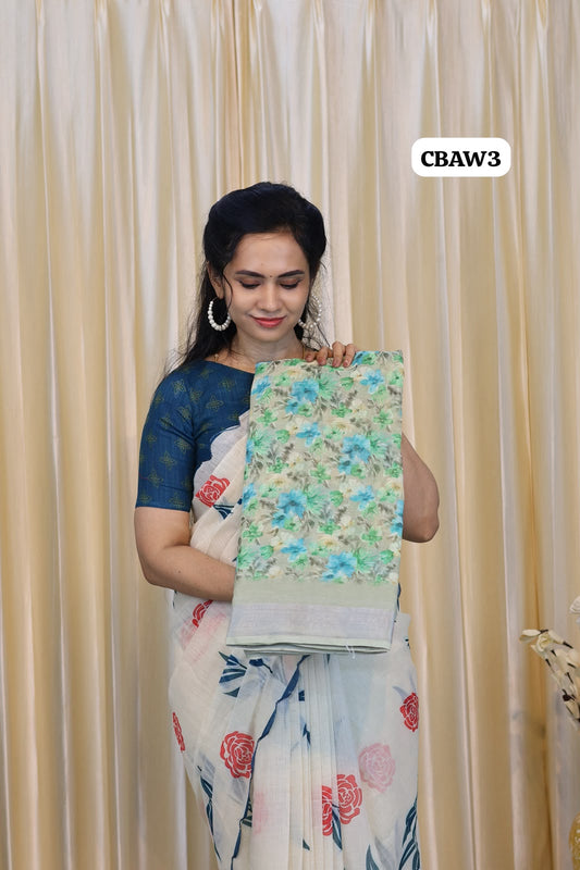 Linen cotton saree😍Ⓜ️