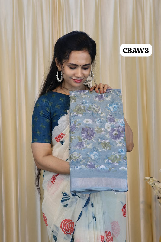 Linen cotton saree😍Ⓜ️