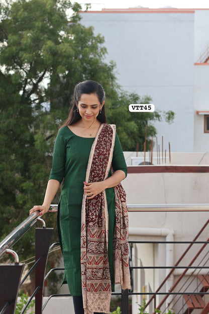 Premium quality cotton salwar 2piece set with kalamkari duppatta prebook (stitched)🥰😎