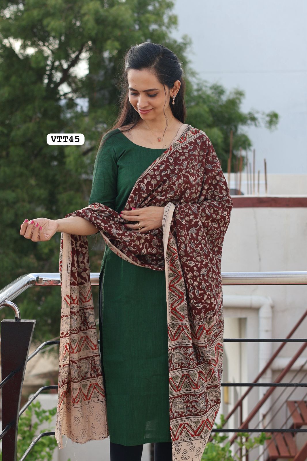 Premium quality cotton salwar 2piece set with kalamkari duppatta (unstitched)🌈🥰😎📚