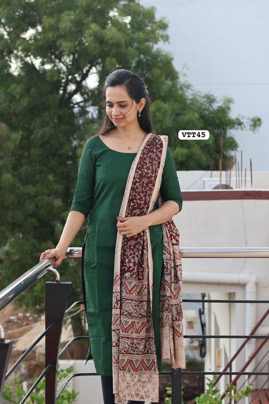 Premium quality cotton salwar 2piece set with kalamkari duppatta prebook (stitched)🥰😎