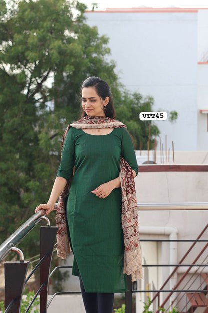 Premium quality cotton salwar 2piece set with kalamkari duppatta prebook (stitched)🥰😎