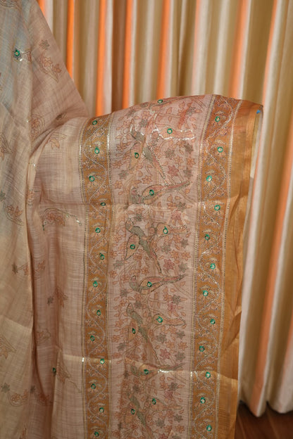 Tussar silk with mirror work sarees🥰🥳