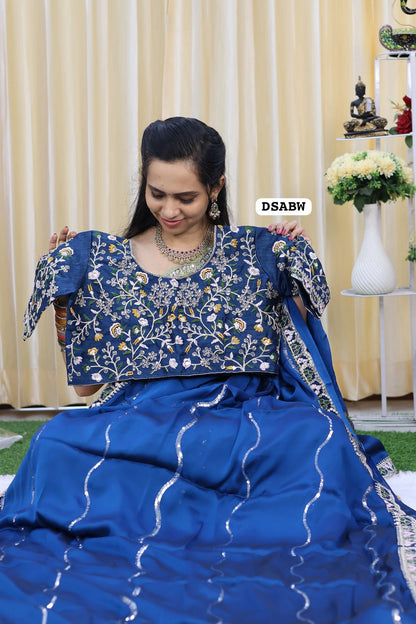 Designer georgette saree full chumkey work and stitched blouse 😍🥳