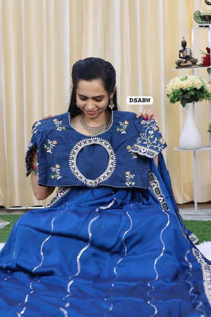 Designer georgette saree full chumkey work and stitched blouse 😍🥳