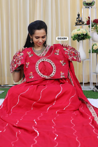 Designer georgette saree full chumkey work and stitched blouse 😍🥳