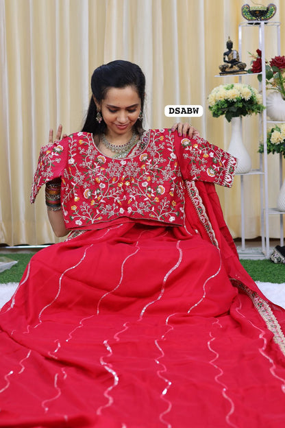 Designer georgette saree full chumkey work and stitched blouse 😍🥳