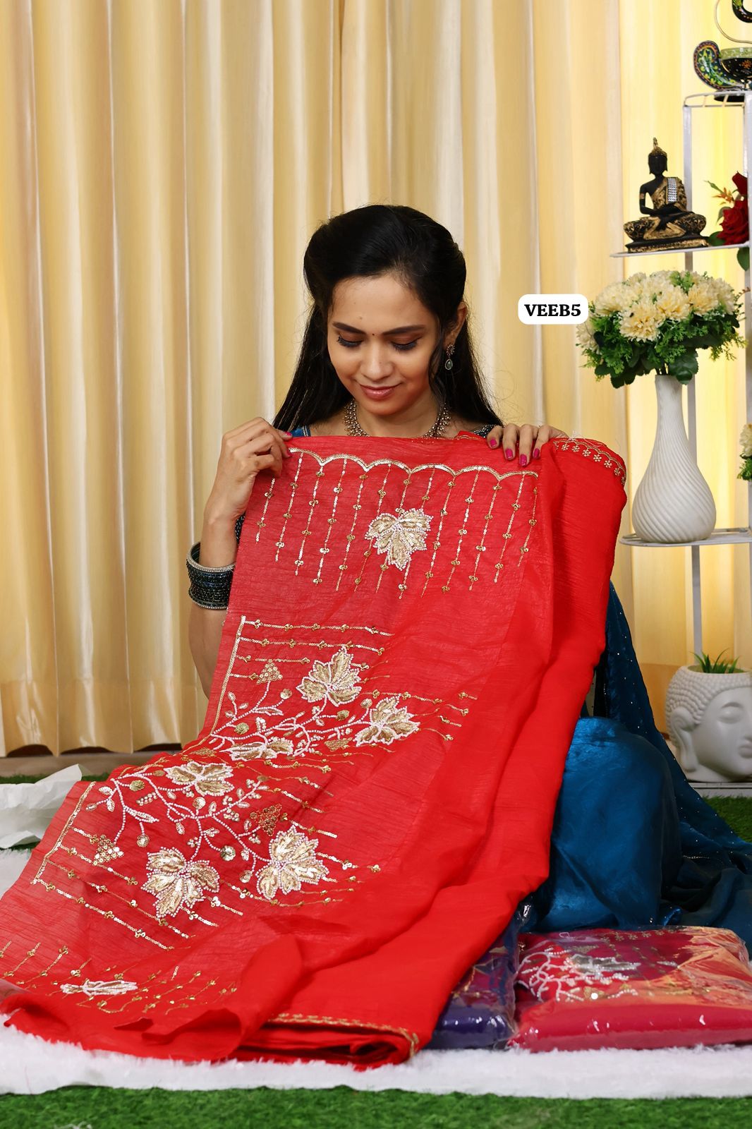 Space silk with heavy work blouse(unstitched )😍🥰😎🏃🏼‍♀️Offer (RED)