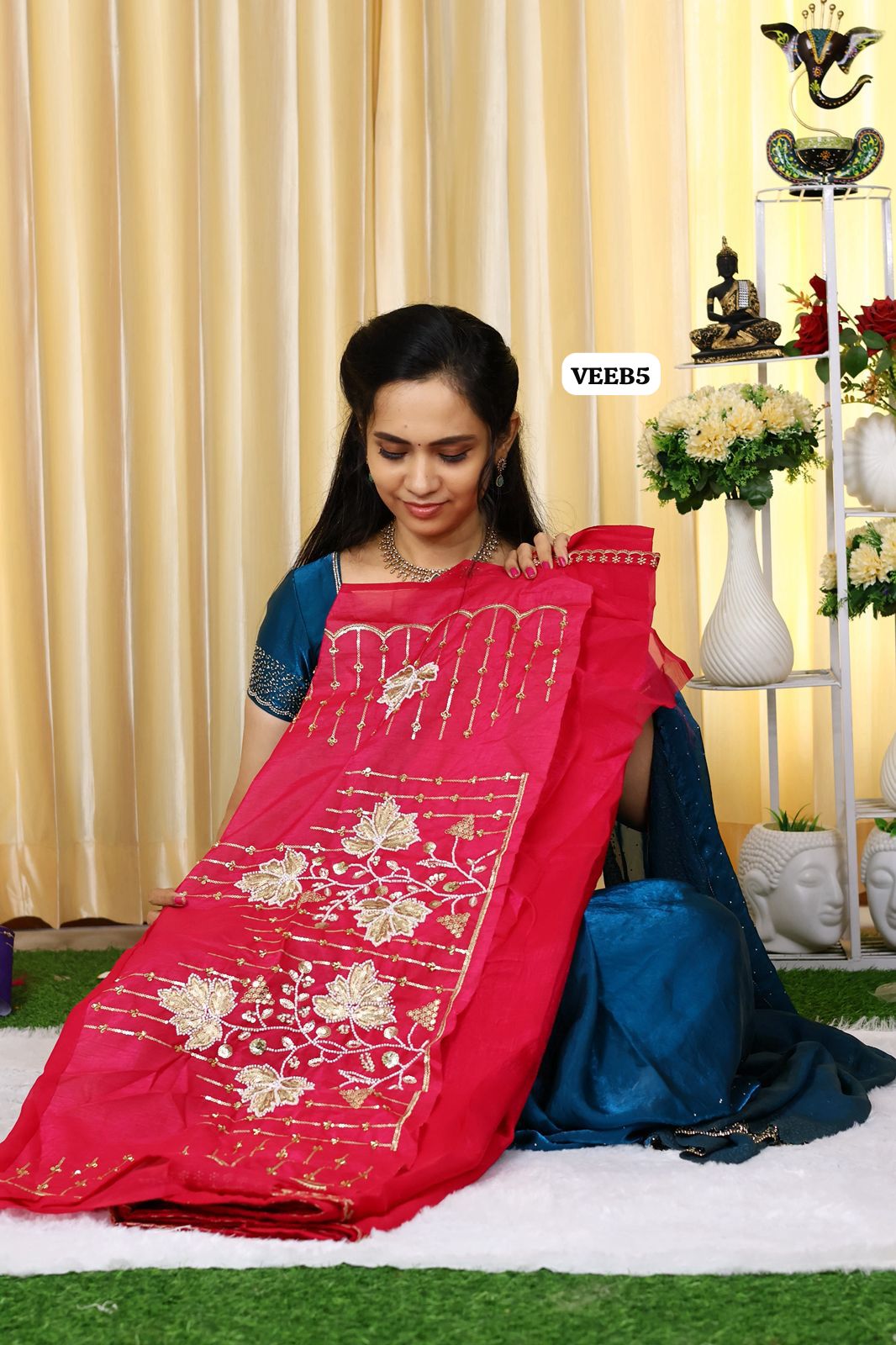 Space silk with heavy work blouse unstitched 😍🥰😎🏃🏼‍♀️Offer (Rose)