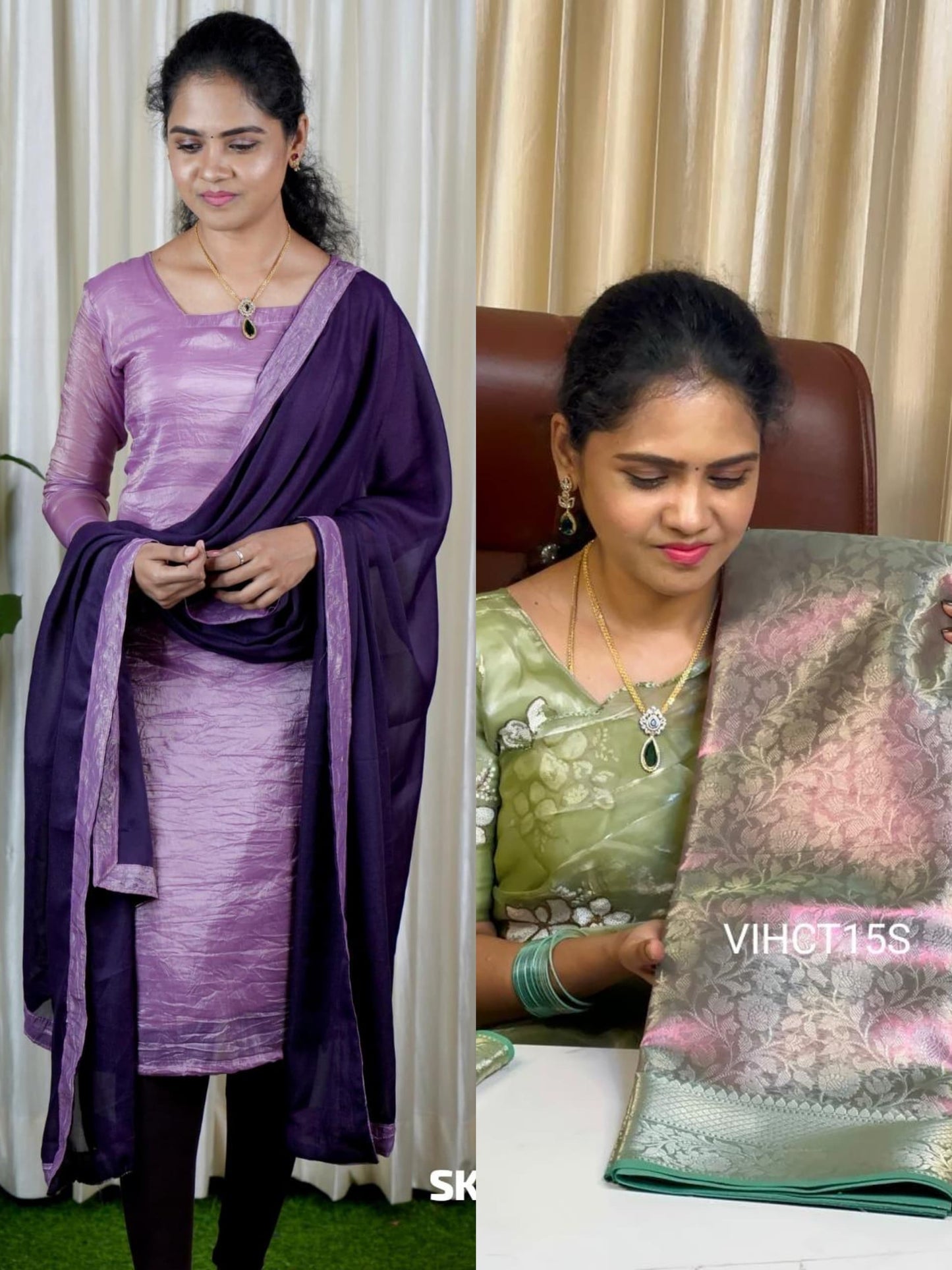 Mom daughter combo in double shaded saree ⌛